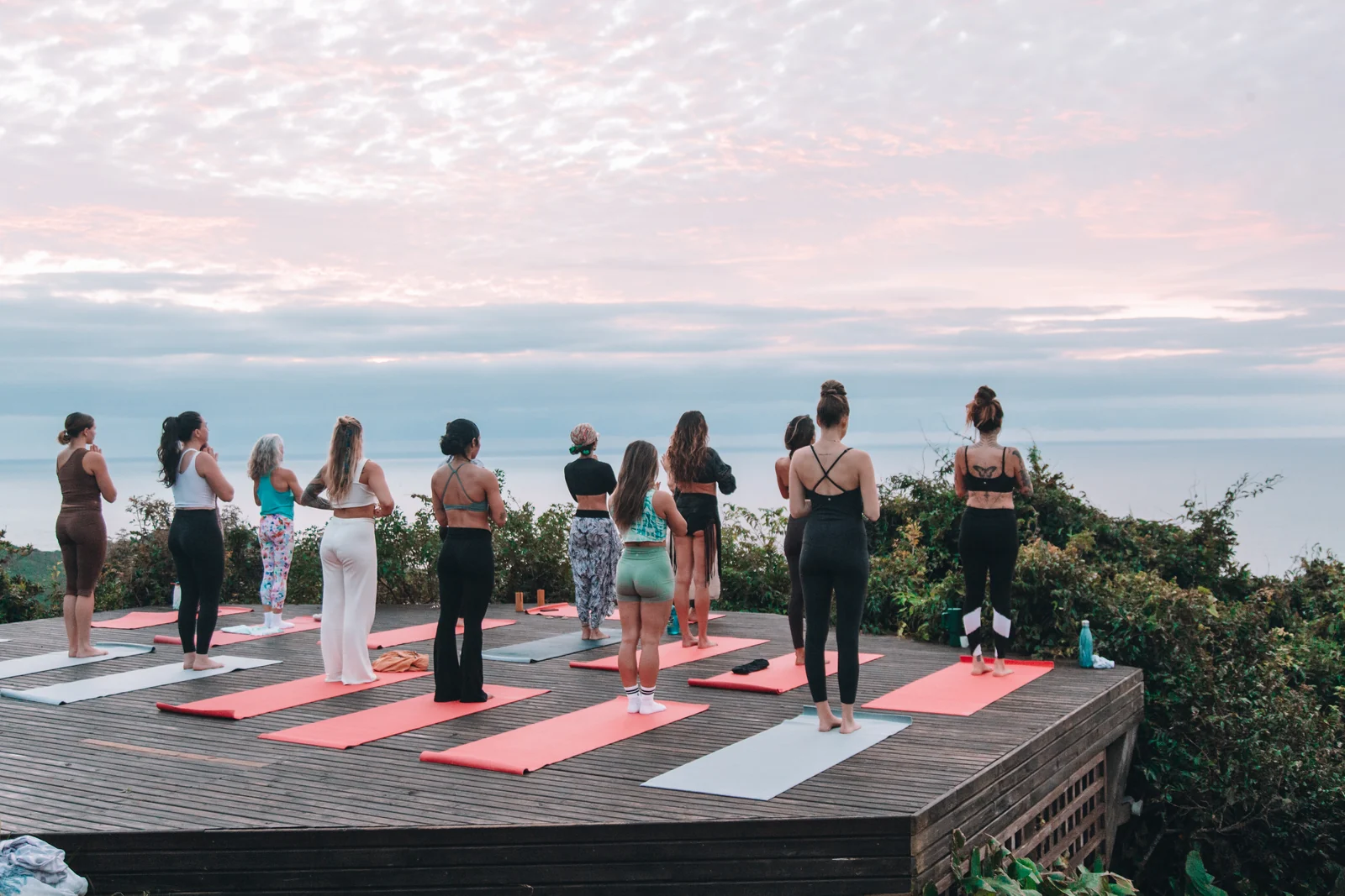 Awake You retreat — practicing together at sunset